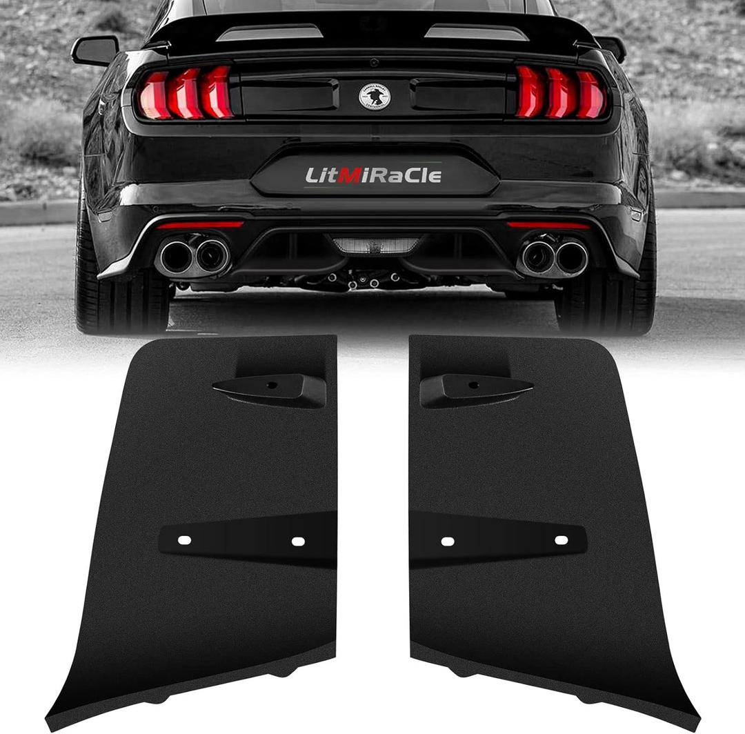 Rear Bumper Diffuser Valance Aero Foil Kit for 2018 2019 2020 2021 2022 2023 Ford Mustang GT Accessories, Black,2PCS