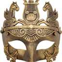 Ubauta Roman Gladiator Masquerade Mask: Half-Face for Adults - Perfect for Halloween Costumes Mardi Gras Carnival Parties (Antique Silver)