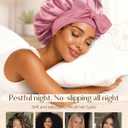 YANIBEST Adjustable Double Layer Satin Bonnet, Silk Hair Bonnet for Sleeping with Elastic Tie Curly Natural Hair Reduce frizz Pearl Pink