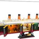 Zylvoxia Titanic Building Set, 2288 Pcs Titanic Big Ship Model Block Set with Glacier and Glowing Light Strip, Giant Ship Building Model Set for Adults and Kids