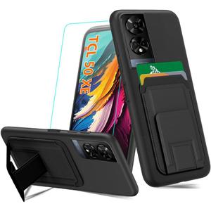 Compatible for TCL 50 XE 50XE 5G Phone Case, Folding Card Holder/Slots Kickstand/Stand Wallet Shockproof Protective Cover Case for TCL 50 XE 50XE 5G - Black