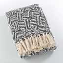 Navy Blue Soft Cotton Diamond Weave Decorative Throw Blanket, 50" X 54