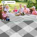 misaya Rectangle Waterproof Vinyl Table Cloth, Buffalo Flannel Backed Tablecloth, Wipeable Plastic Table Cover for Dinner, Kitchen, Outdoor (60" x 84", Grey and White)