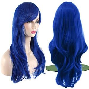 Akstore 28 inch Fashion Wigs Long Wavy Curly Hair Cosplay Wig (Blue)