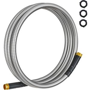 Short Metal Garden Hose 6ft Connector: Flexible Stainless Steel Water Hose for Reel - Female to Male Metal Leader - Leakproof Hose for Outdoor Garden Watering Pet Cleaning