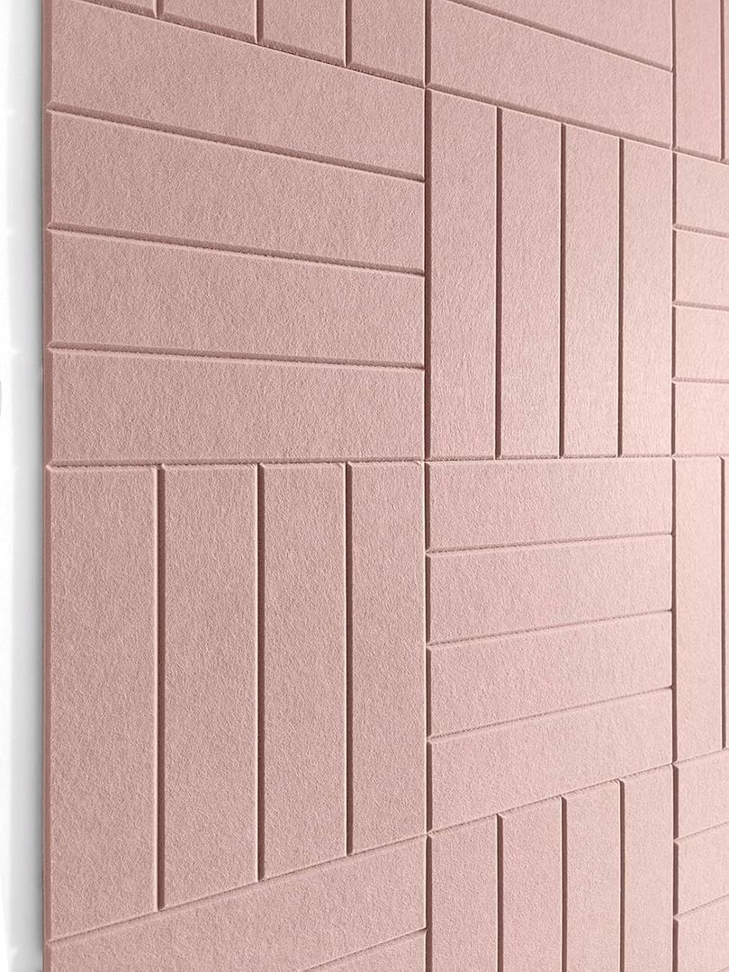 Large Cork Board Alternative - 12-Pack Felt Wall Tiles with Safe Removable Adhesive Tabs, Cork Wall Tiles Bulletin Board Home Office Essentials - Pink
