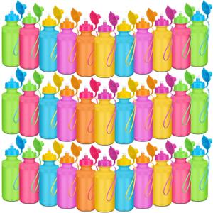 Ziliny 72 Pcs Sports Water Bottles Bulk for Team 20 oz Squeeze Reusable Plastic Water Bottles with Lanyards Blank DIY Cups End of the Year Gifts for Cycling Summer Camp Party Favors