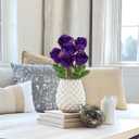 Briful Purple Artificial Roses 6PCS 18.9" Silk Rose Flowers with Long Stems Realistic Faux Rose Bouquet for DIY Wedding Arrangements Table Vase Centerpieces Home Event Decor