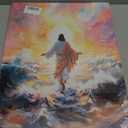 Jesus Walking On Water Wall Art Christian Prints Wall Decor Jesus Christian Canvas Painting Religious Spiritual Beliefs Prints Artwork for Church Bedroom Living Room Office Ready to Hang 16x24 Inch