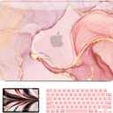 B BELK Compatible with MacBook Air 13 inch Case 2026 2025 2024 2023 2022 M4 M3 M2 A3240 A3113 A2681, Plastic Hard Shell Case for MacBook Air 13.6 inch + Keyboard Cover + Screen Protector, Pink Marble