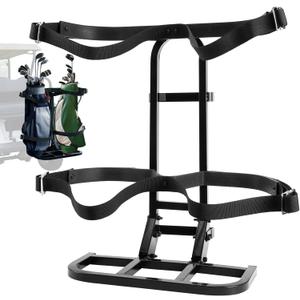 Universal Golf Cart Rear Seat Bag Holder Rack Compatible with Club Car/EZGO/Yamaha, Fits Safety Grab Bar Maximum 7" Wide, No Drilling Required, Don't Occupy The Back Seat Space, Black