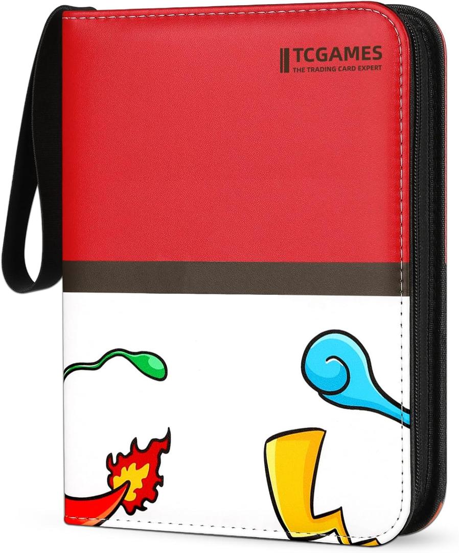 Card Binder 4-Pocket, 440 Pockets Card Album Holder with 55 Sleeves Red