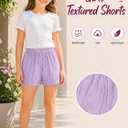Girls Summer Shorts Cute Pleated Elastic Waist Textured Casual SweatShorts Purple 11-12 Years (Purple)