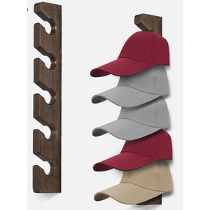 Hat Rack for Wall Baseball Cap Organizer Hanger 2 Pack Modern Wooden Hat Holdbrown wood with screws