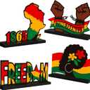 Chunful 4 Pcs Juneteenth Wooden Centerpieces Table Decorations June 19th Tables Centerpiece Happy Juneteenth Freedom Day Tabletopper Sign for Juneteenths Party Desktop Wooden Craft Decor