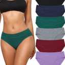 Oegho 6 Pack Cotton Hipster Underwear For Women Plus Size Soft Strench Breathable (Multicolor-6 Pc)