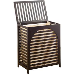 Laundry Hamper with Lid, Bamboo Clothes Laundry Basket with Handles, Removable 2-Section Liner bag, Hampers for Bedroom Aesthetic, Large Storage for Bath Towel, Sheets or Toys, Home (Brown)
