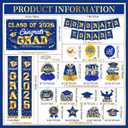Graduation Decorations 2026 Blue and Gold Graduation Party Decor Set include Congrats Grad Banner Backdrop Class of 2026 Balloons Party Supplies