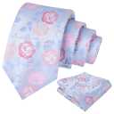Alizeal Mens 3.15 Inch Small Floral Tie Pocket Square Set Ditsy Print Design for Garden Parties and Romantic Occasions