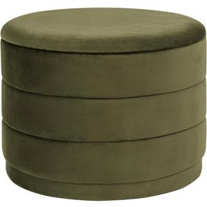 23" Round Velvet Storage Ottoman with Reversible Lid, Soft Padded Footrest and Hidden Storage, Large Upholstere Tray Top Ottoman Footstool for Living Room, Bedroom, Entryway, 3"D x 23"W x 17"H, Olive Grreen