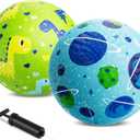 ZOOJOY Pack of 2 Cartoon Playground Balls, Balls for Toddler 3-12, 8.5" Rubber Ball Bouncy Kickball, Indoor & Outdoor Ball Game for Kids with Pump