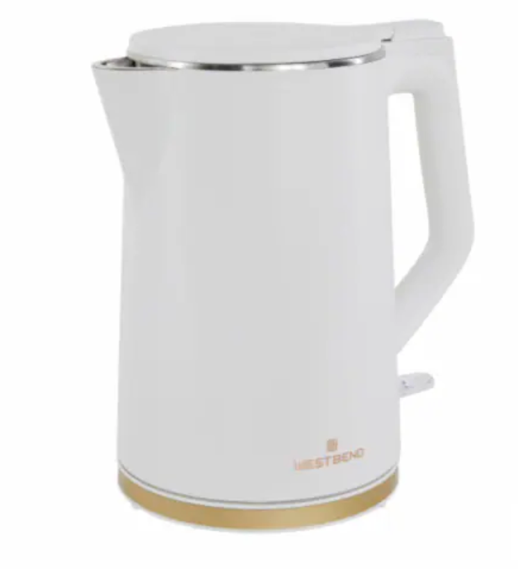 West Bend Timeless 1.5-Liter Electric Water Kettle - White/Gold