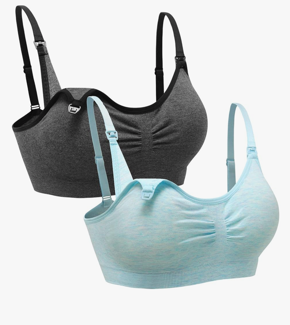 Suekaphin 2PACK Nursing Maternity Bra for Pregnancy Women Breastfeeding Comfortable Sleeping with Extenders Size L