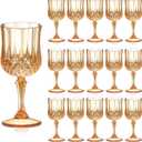 XUWAIDSGN 16 Pcs 7oz Plastic Vintage Wine Glasses Drinking Glasses Unbreakable Wedding Glassware Crystal Water Goblets Reusable Drinkware Vintage Champagne Flutes (16, Amber)