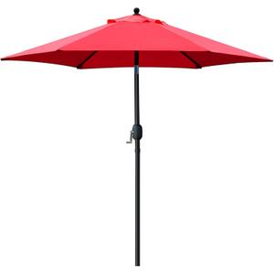 Sunnyglade 7.5' Patio Umbrella Outdoor Table Market Umbrella with Push Button Tilt/Crank, 6 Ribs (Red)