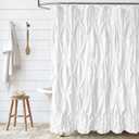 Seasonwood Modern Farmhouse Shower Curtain White Fabric Shower Curtain for Bathroom Decor Chic Style,Quick-Drying, Durable and Washable Bathroom Curtains, 72 x 72 (72"W x 72"L (Pack of 1))