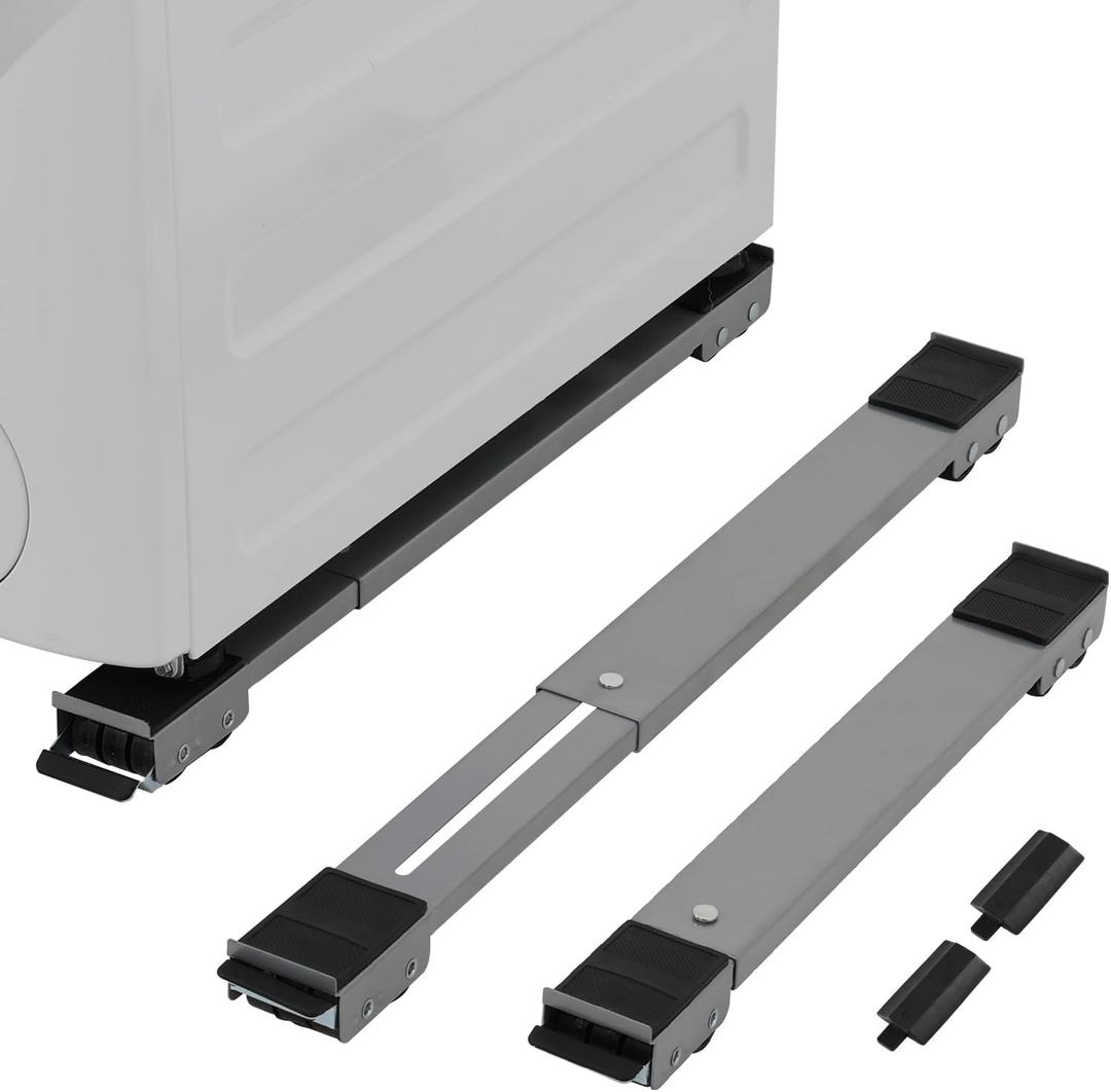 LUCKUP Heavy Duty Appliance Rollers, Extendable Washing Machine Stand Furniture Rollers Mobile Fridge Base Furniture Sliders for Refrigerators Washer and Dryer Support 660 lbs, Silver (17.1 - 27.3" adjustable)