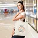 2 x AYGE Canvas Tote Bags & Cosmetic Bag, Christmas Gifts for Women, Travel Beach Bag Reusable Grocery Shopping Bag Makeup Bag