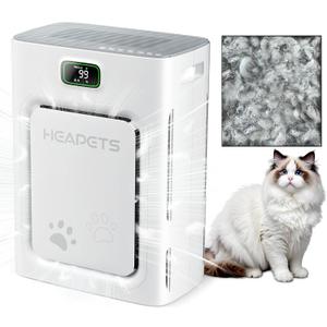 Pet Air Purifier for Home Large Room 2500 sq ft, H13 HEPA Washable Double-Sided Filter, Air Cleaner for Pet Hair Dander Odor Allergies Pollutant Smoke Dust, PM2.5 Air Quality Monitor, Auto Mode, P358 Grey