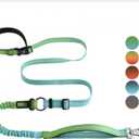 Roses&Poetry Hands Free Dog Leash for Medium Large Dogs Heavy Duty, No Pull Bungee Dog Running Waist Leash for Walking Training with Car Seatbelt 4-6FT (GreenBlue)