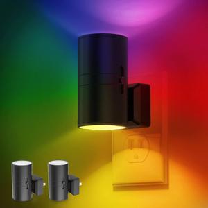 L LOHAS LED Night Light, Night Lights Plug into Wall, Color Changing Nightlight RGB with Light Sensor, Home Decor for Kids Gifts, Halloween, Christmas, Holiday, Hallway Bedroom Kids Room, 2 Pack (Multicolor)