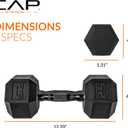 CAP Rubber Coated Dumbbell Weights, Free Weights for Home Gym Strength Training, Anti-Roll Hex Dumbbells with Black, Chrome & Comfort Grip Handles, 25 lb
