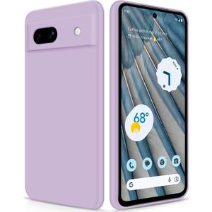 GiiYoon Silicone Case Compatible with Google Pixel 7A, Full Body Silky Soft Touch Phone Case with Camera Protection, Shockproof Cover with Microfiber Lining, Purple