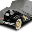 Old Classic Car Cover Waterproof Compatible with Ford Model A Coupe/Roadster 1928-1931 Accessories, All Weather Protection Car Covers with Driver Door Zipper and Storage Bag, Grey