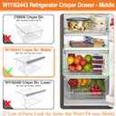 UPGRADED W11162443 Refrigerator Crisper Drawer Compatible with Whirlpool Fridge Drawer Replacement Parts Whirlpool Refrigerator Drawers WRS315SDHZ02 WRS315SDHZ05 WRS315SDHZ08 WRS325SDHZ08 WRS321SDHZ08