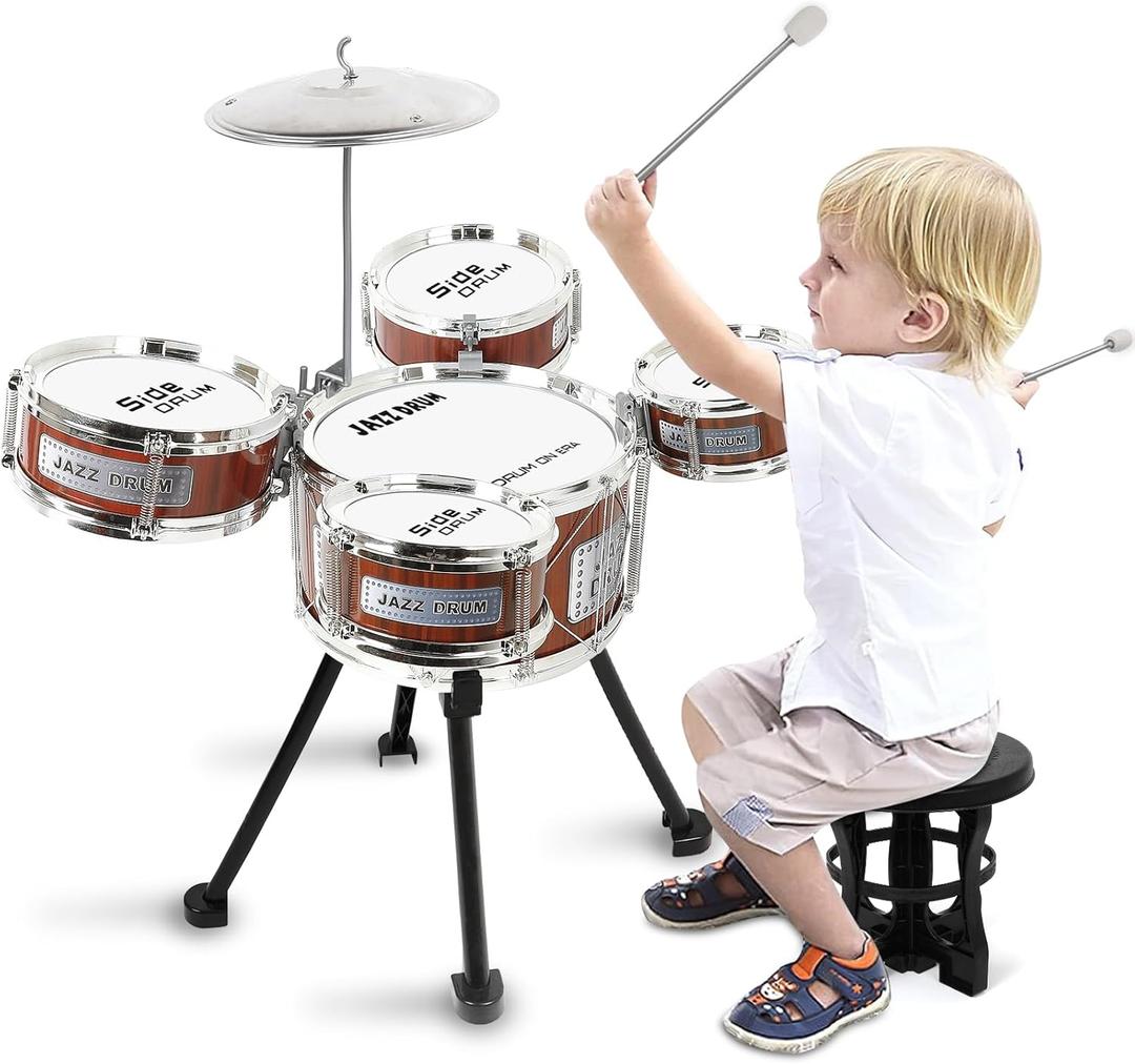 Drum Set for Toddlers 1-3, 8PCS Kids Drum Set Toys Ages 3-5 5-7 Educational Percussion Musical Instruments Drums Toys Playset for Beginner Boys Girls Birthday Xmas Gifts (Small)