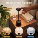 Cordless Table Lamp Set of 2, 5000mAh Rechargeable Lamp with Touch Control & Stepless Dimming, 3 Light Modes, IP54 Waterproof Portable Light for Dining Table, Patio, Bedroom, Power Outage (Black)