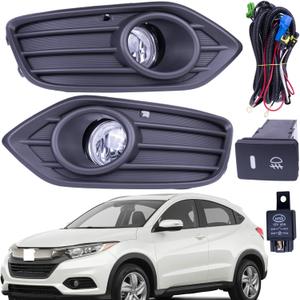 One Set Fog Light Lamps Compatible With Honda HR-V HRV 2019-2022 With Covers + Switch + Brackets + Wiring Kit Replaces 71105T7AJ10 71106T7AJ10 71107T7AJ00 71108T7AJ00 (Halogen)
