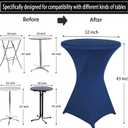 2 Pack 32x43 Inch Navy Blue Spandex Cocktail Table Covers, Fitted Round Cocktail Tablecloth, Stretch Highboy Table Cover Cloth for Wedding, Party, Banquet, Event