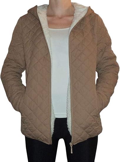 SOMTHRON Women's Full Zipper Warm Fleece Lightweight Thick Wool Jacket Hooded Winter Coat