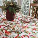 SASTYBALE Christmas Tablecloths Rectangular, Jacquard Table Cloth Printed with Jingle Bells & Holly Leaves, Stain Resistant Table Cover for Holiday Party Picnic Dinner Decor (Rectangle, 60" x 120")