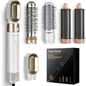 5-in-1 Hair Styler & Hot Air Brush Set, Multi-Functional Hair Styling Tool for Curling, Straightening & Volumizing, Ionic Hair Dryer Brush for Salon-Style Results at Home