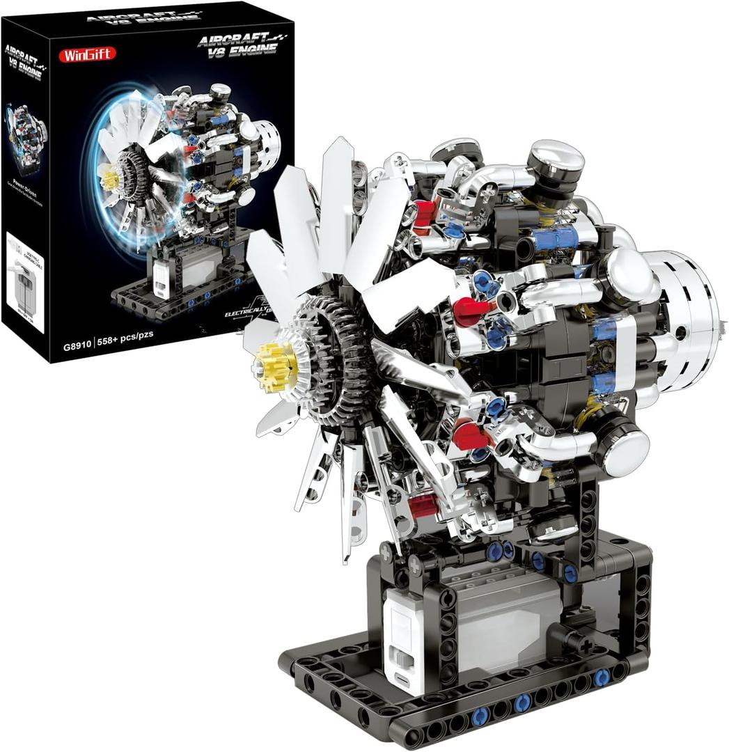 Turbojet Engine Building Set, Aircraft Engine Model kit That Run, Build Your Own Mini Aircraft Model Engine Kit with Motor, STEM Mechanical Physical Science Educational Toys for Kids Adults (558 PCS)