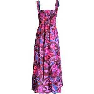 kinstell Women's Summer Boho Spaghetti Strap Square Neck Ruffle Casual Flowy Long Dress Beach Swing Party Maxi Dress (XL, Purple)