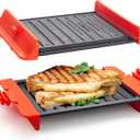 Maconee Microwave Sandwich maker | Microwave Grill Cheese Maker | Microwave Crisper Toaster Cookware | Panini Press | Cooking Fast and Dishwasher Safe Orange
