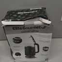 Elite Gourmet 1.7L Dual Wall Cool Touch Electric Tea Kettle, Borosilicate Glass, 304 Stainless Steel Interior, Programmed Digital Touchscreen, Keep Warm, Auto Off & Audible Indicator, Black
